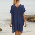 thumbnail image 5 of zaveiop Women's Loose Swimsuit Crochet Sexy V Neck Swim Coverups Bathing Suit Bikini Cover up Vacation Summer Beach Dresses (Blue, One Size), 5 of 7