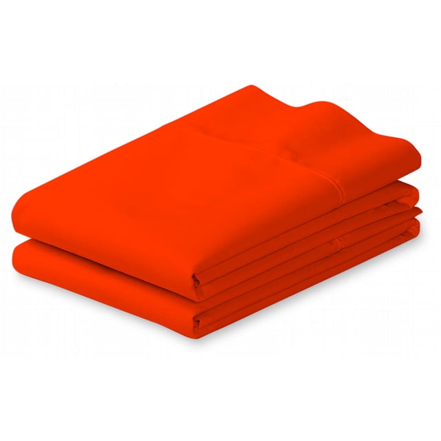 Taies d'Oreiller 100 % Coton 400 Fils 2 Pcs (Standard/Grand, Orange)