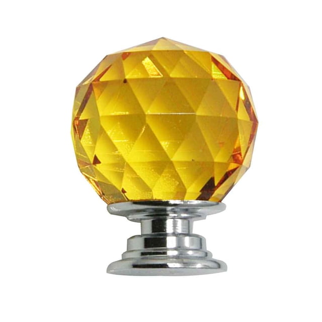 Manija de cristal de Color, cajón esférico de diamante de un solo orificio, armario, manija de muebles para el hogar, accesorios de Hardware Conjuntos de muebles de dormitorio Amarillo 30 mm Wosthever JJ12822-03B