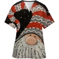 thumbnail image 1 of Blusa de algodón con cuello en V para hombre y mujer, ropa de trabajo con estampado navideño, uniforme médico, médico, enfermera, 1 of 5