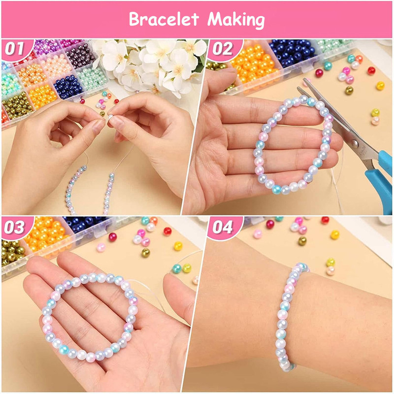 1200Pcs Bracelet Making Kit Charm DIY Beads for Jewelry Making, Friendship Bracelet Kit with Ocean Pearl Shell Butterfly Beads for Bracelet Necklace Making, Resin Beads, Elastic Rope, Pendant Kit