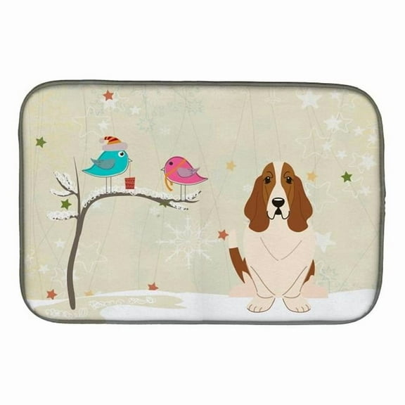 Christmas Presents between Friends Basset Hound Dish Drying Mat