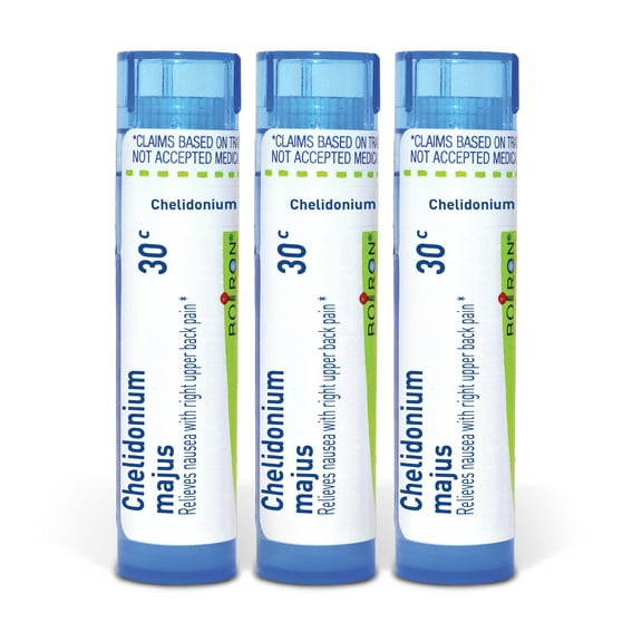 Boiron Chelidonium Majus 30C, Homeopathic Medicine for Nausea With Right Upper Back Pain, 3 Count (3 x 80 Pellets)