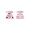 thumbnail image 3 of Kids Girls Back to School Dress Apple Pencil School Bus Embroidery Doll Collar Short Sleeve Dress Toddler Summer Casual Dress, 3 of 10