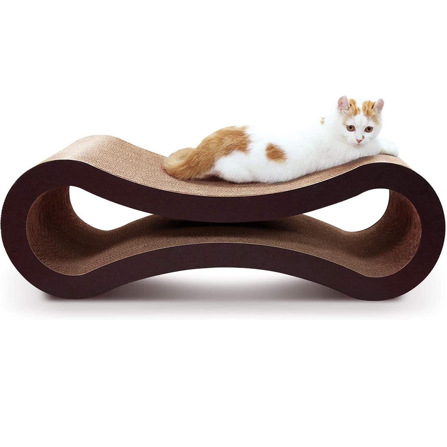 Pefilos 34" Reversible Cat Scratcher Cardboard Lounge Infinity Scratching Bed, Made from Recycled Corrugated, Brown Pefilos 34" Reversible Cat Scratcher Cardboard Lounge Infinity Scratching Bed, Made from Recycled Corrugated, Brown