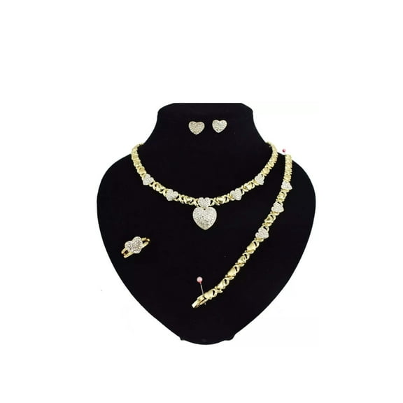 HUGSKISSES xo set necklace bracelet earrings ring icedout heart Gold Plated #18