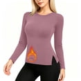 thumbnail image 2 of fatyb Women's Long Sleeve Thermal Shirts Fleece Lined Base Layer Tops Fall Winter Thick Warm Undershirts, 2 of 5