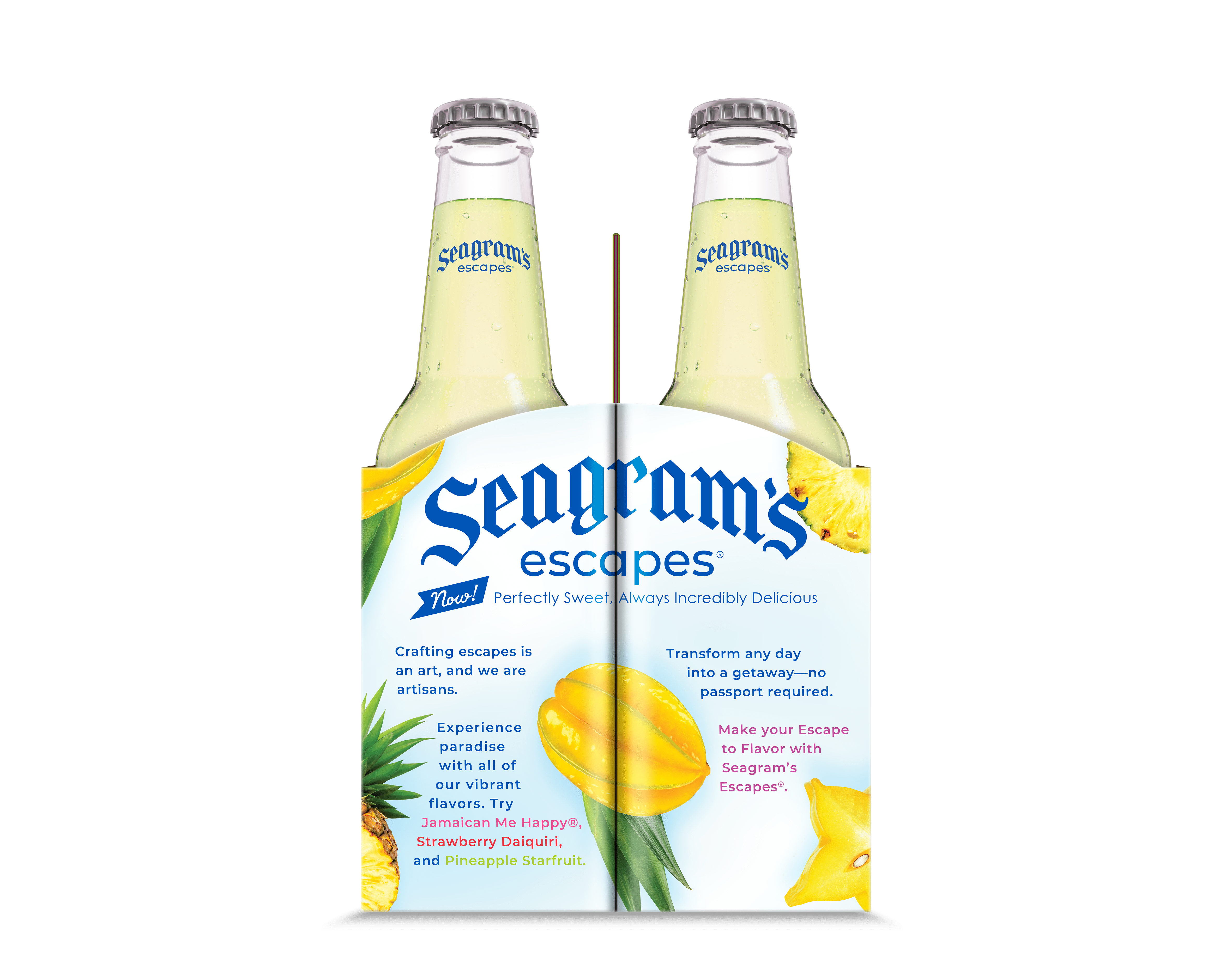 Seagram's Escapes Pineapple Starfruit Malt Beverage, 4 Pack, 11.2 fl oz Bottles