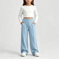 thumbnail image 3 of LIaqionyy Big Girls Sweatpants Kids Joggers Wide Leg Sweat Pants Elastic Waist Casual Pant with Pockets, 3 of 8