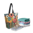 thumbnail image 2 of FORMRS Womens Canvas Tote Bag with Zipper Inner Pocket Shoulder Handbag, Red Colorful Flowers with Dots, 2 of 7