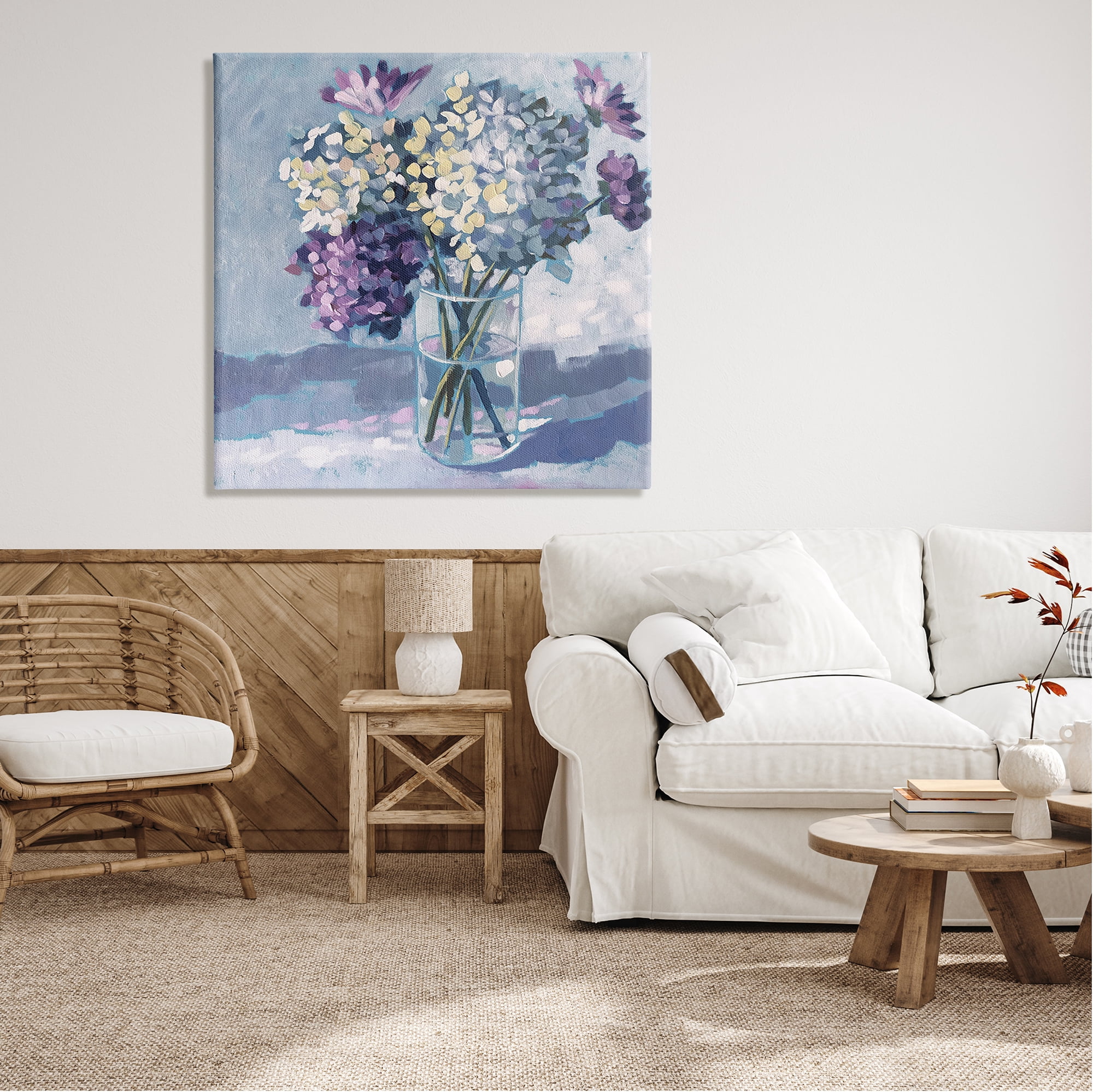 Stupell Industries Purple Hydrangea Flower Bouquet Layered Blossoms Arrangement Canvas Wall Art, 36 x 36, Design by Sue Riger