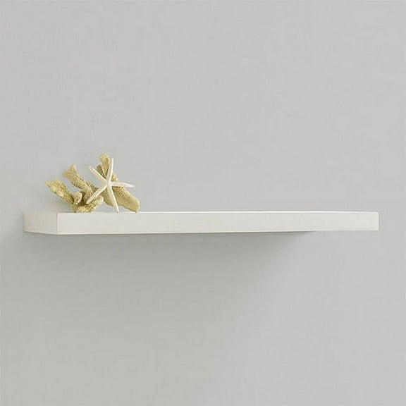 InPlace Shelving Wood Wall Shelf, Coastal Beach Floating Shelf, White, 47" W x 10" D x 2" H