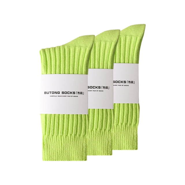Destyer 3 Paires de Chaussettes à la Mode pour Femmes Adaptées à Toutes les Pieds Chaussettes Fixes Stables Automne Hiver Chaussettes Décontractées Vert Fluorescent