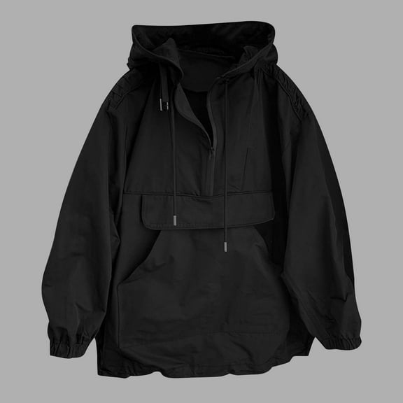 POROPL Rain Jacket Men Hooded Thick Zipper Casual Outdoor Windbreaker Jacket