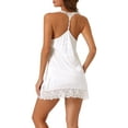 thumbnail image 3 of INSPIRE CHIC Women's Satin Nightgown Lace Camisole Pajamas V Neck Racerback Sleeveless Silky Sleepwear L White, 3 of 6