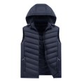 thumbnail image 2 of Men Lightweight Outdoor Leisure Vest with Pockets Men's Solid Color Sleeveless Jacket Warm Thick Sleeveless Detachable Hooded Vest Blue L, 2 of 5