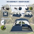 thumbnail image 2 of COBIZI 4-6-8 Person Family Camping Tent with Instant Pop-Up Setup, 10x9FT Heavy Duty 210D Oxford Waterproof PU2000mm & Fire Resistant Tent with Mesh Screen, Wind Ropes and Stakes, Dark Blue, 2 of 7