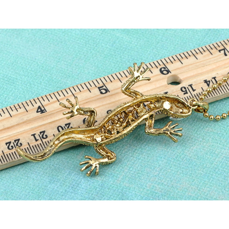 Golden Tone Topaz Crystal Rhinestone Lizard Salamander