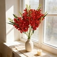 thumbnail image 4 of Fabric Artificial Flower Bouquet for Wedding Home Hotel Floral Arrangements and Tabletop Decor in Red, 4 of 6