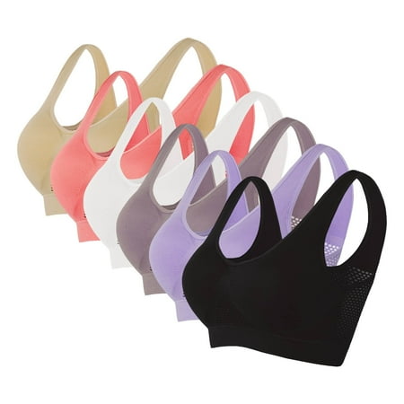 Gvdentm Women Bra 6PC- Seamless Sexy Push up Wireless Bra Charm Bras Zen Chic Bra Ice Silk Bra Posture Correcting Bra Wine 3XL