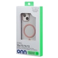 thumbnail image 1 of onn Magsafe Compatible Soft Shell Bumper Phone Case for Apple iPhone 16e/15/14/13, Clear & Pink, 1 of 5
