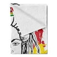 thumbnail image 2 of Rasta Soft Flannel Fleece Throw Blanket, Grunge Ethiopian Flag Colors with a Black and White Sketchy Girl Image, Cozy Plush for Indoor and Outdoor Use, 50" x 60", Red Marigold and Green, by Ambesonne, 2 of 5