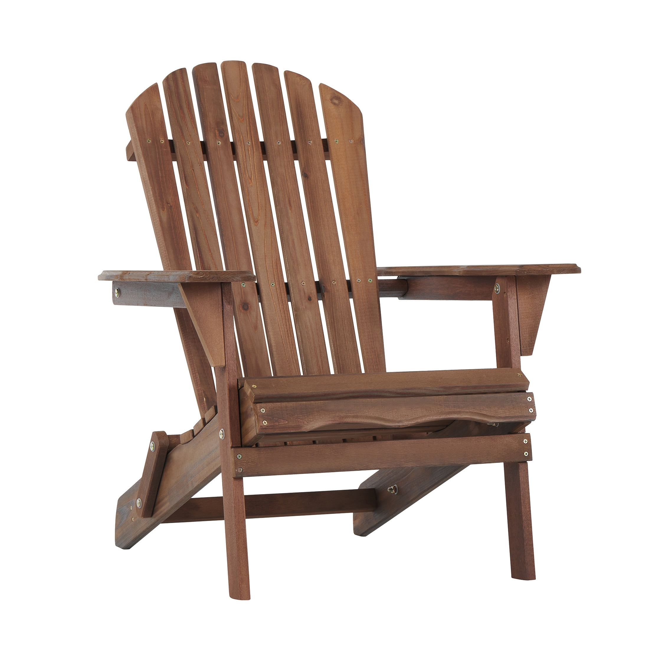 UHOMEPRO Folding Adirondack Chair Set of 4, Outdoor Weather Resistant Patio Lawn Chair, Wooden Fire Pit Chair for Outside Deck Garden Backyard Balcony, Patio Furniture Set Lounge Chairs, Brown
