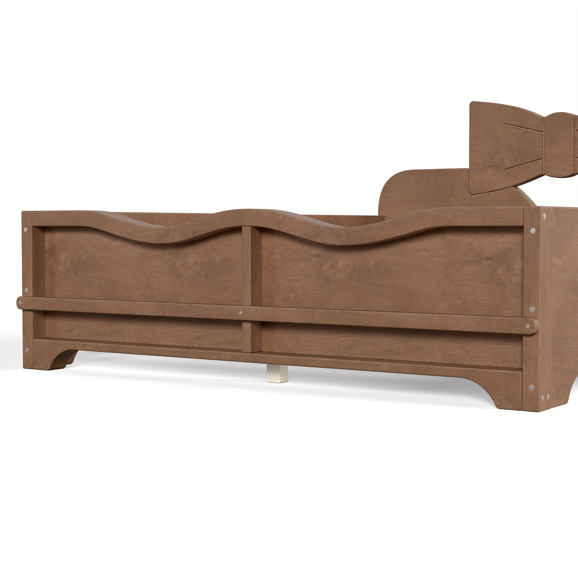 Leumius Full Platform Bed,Modern Wood Frame Bed with Full Surround Guardrails & Built-in Side Bookshelf for Kids Room,No Box Spring Needed,Deep Natural