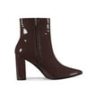 thumbnail image 4 of BLISSFUL STEP Women's Boots Pointed Toe Zipper Patent Leather Ankle Chunky Boots Coffee 10, 4 of 7