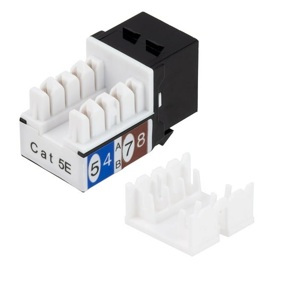 CAT5E Keystone Jack, Snap-In, 90-Degree Termination, Thermoplastic, Black, 15-Pack, CE Compliant