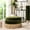 Olive Green, variant on Round Velvet With Gold Trim, Peach Orange. Expert Craftsmanship. Wood Frame. Fabric. Medium Firm Foam. Decorative Tassel Rope. 24 In , 11 Lb 24" , Orange Trim. Hardwood Medium-firm Foam Fill.