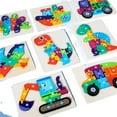 thumbnail image 5 of 3D Dinosaur and Transportation Wooden Puzzle Set, Animal Themed Brain Teaser Puzzle Board for Family Game Night and Cognitive Development B, 5 of 6