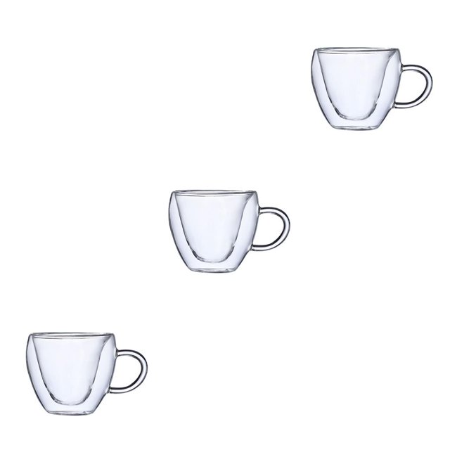 Bewildely Taza de doble pared temperatura tazas de jugo de fruta con aislamiento térmico alto borosilicato té regalo bebida café en forma de Type1 NO1