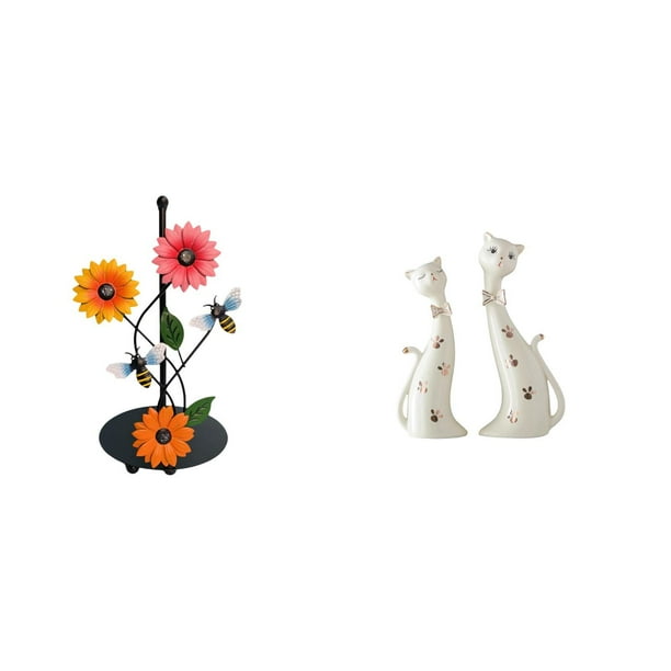 Soporte de papel higiénico,Soporte para toallas de papel de encimera,Figura de gato,Esculturas de gatos de pareja,figura decorativa de gato,Esculturas de parejas de gatos graciosos,estatuas de
