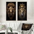 thumbnail image 1 of Designart "Majestic Lion King with a Golden Crown III" Animals Lion Framed Wall Art Set Of 2 - Children's Art Brown Framed Wall Art Set Of 2, 1 of 6