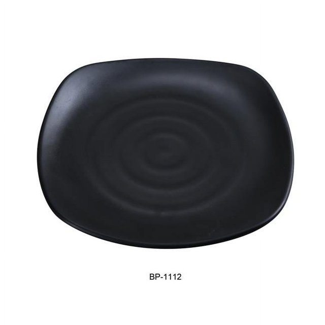 Yanco BP-1112 Assiette Carrée Perle Noire-1, Noire - Lot de 12