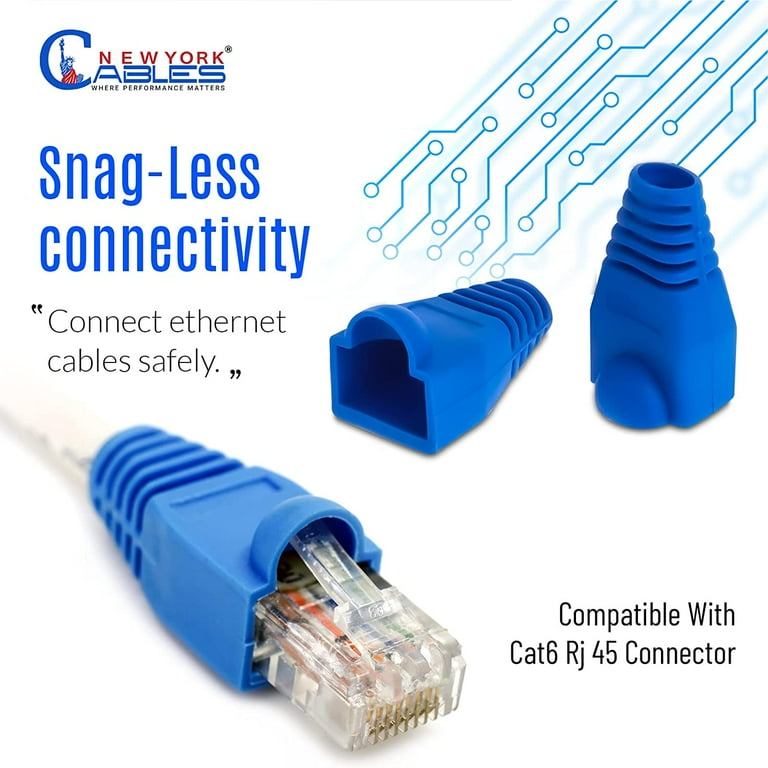 100-Piece RJ45 Ethernet Cable Boots - Blue Strain Relief Covers For Network Connectors