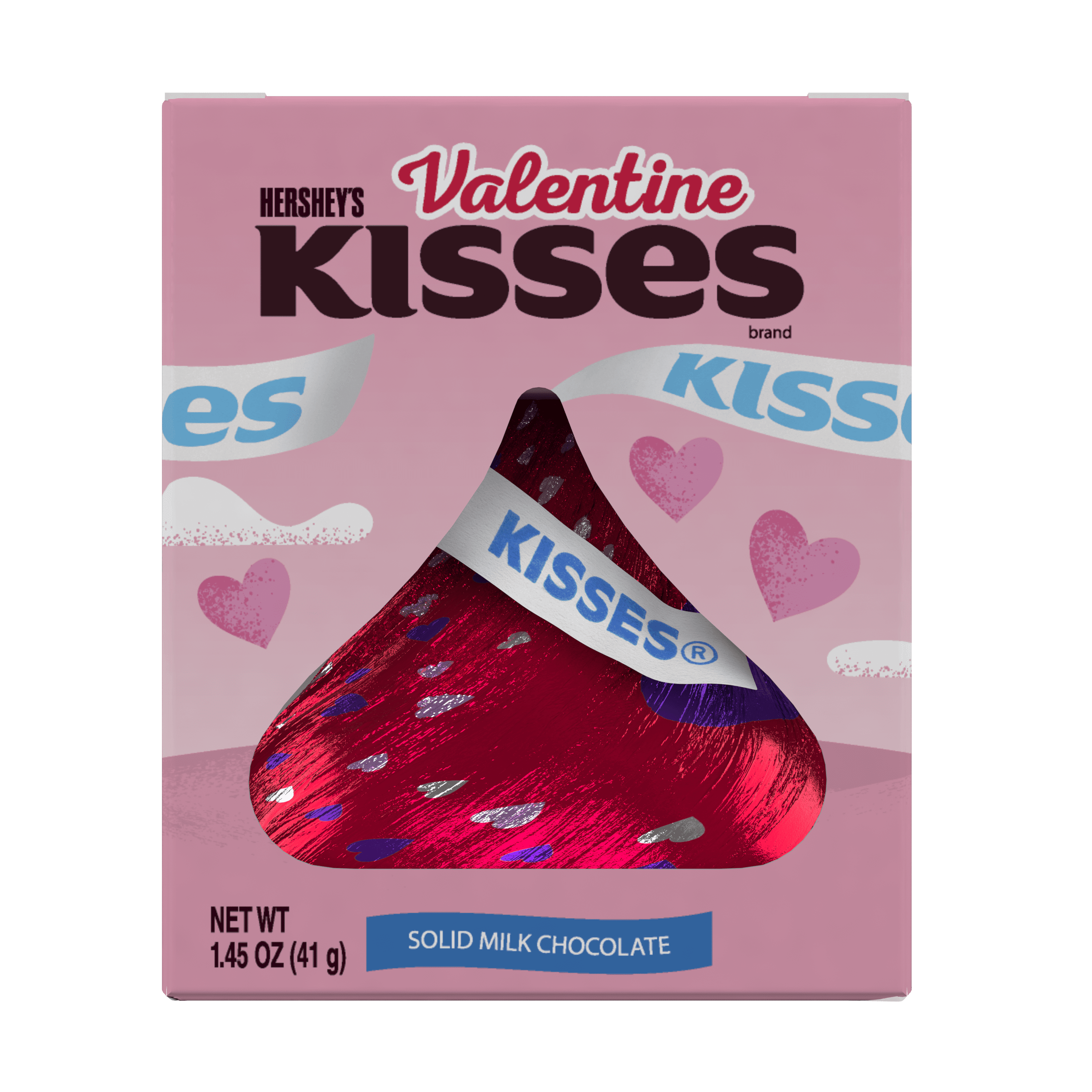 Hershey's Kisses, Solid Milk Chocolate Valentine's Kiss Candy, 1.45 Oz.