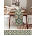 thumbnail image 4 of Table Runner 60 Inches Long for Kitchen Dining, Green Orange Beige Boho Dresser Scarf Farmhouse, Dining Table Decorations for Wedding/Parties, Retro Ethnic Tribal Abstract Art 13 x 60 In, 4 of 9