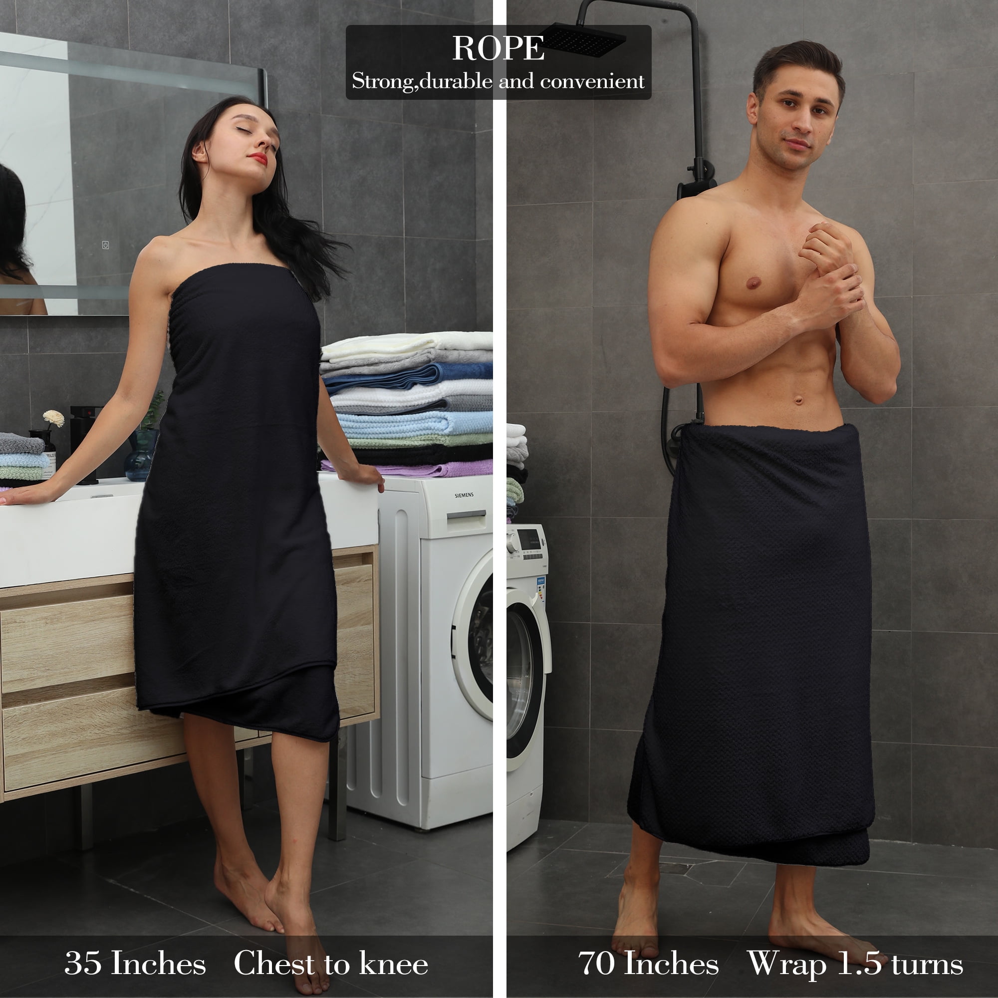 Smuge 8 Piece Oversized Bath Towel Set, Microfiber Ultra Soft Plush, 700 GSM Highly Absorbent Quick Dry Luxurious Bath Sheets Towels for Bathroom Hotel(Black)