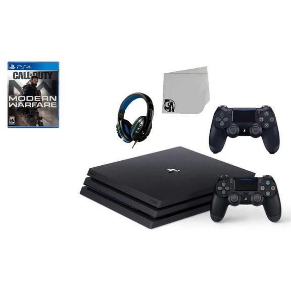 Pre-Owned Sony PlayStation 4 Pro 1TB Gaming Console Black 2 Controller Included with Call of Duty Modern Warfare BOLT AXTION Bundle