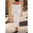 thumbnail image 2 of MEROKEETY Womens Fall Winter Dresses for Women Off Shoulder Formal Long Sleeve Bodycon Midi Sweater Dress, White S, 2 of 5