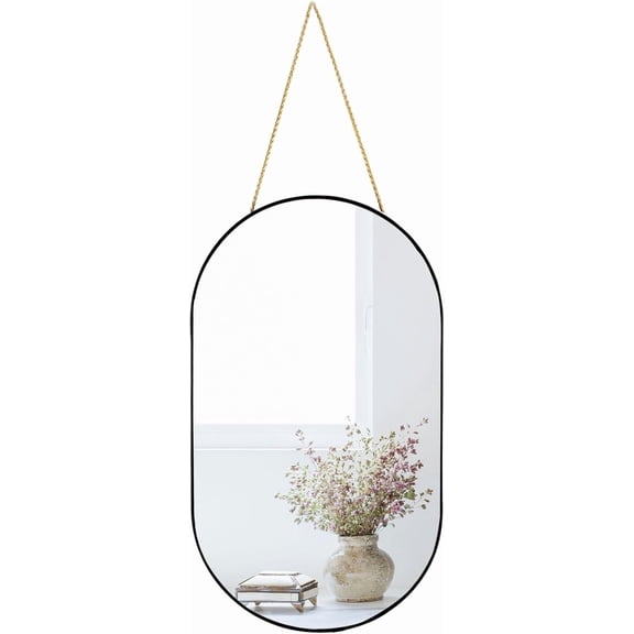 Wall Mirror, Gold, Oval Shape, for Bathrooms and More (16x9.2 inch)