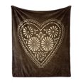 thumbnail image 1 of Chocolate Soft Flannel Fleece Throw Blanket, Romantic Heart Pattern with Dots and Flowers Valentines Day Art Illustration, Cozy Plush for Indoor and Outdoor Use, 50" x 70", Brown Beige, by Ambesonne, 1 of 6
