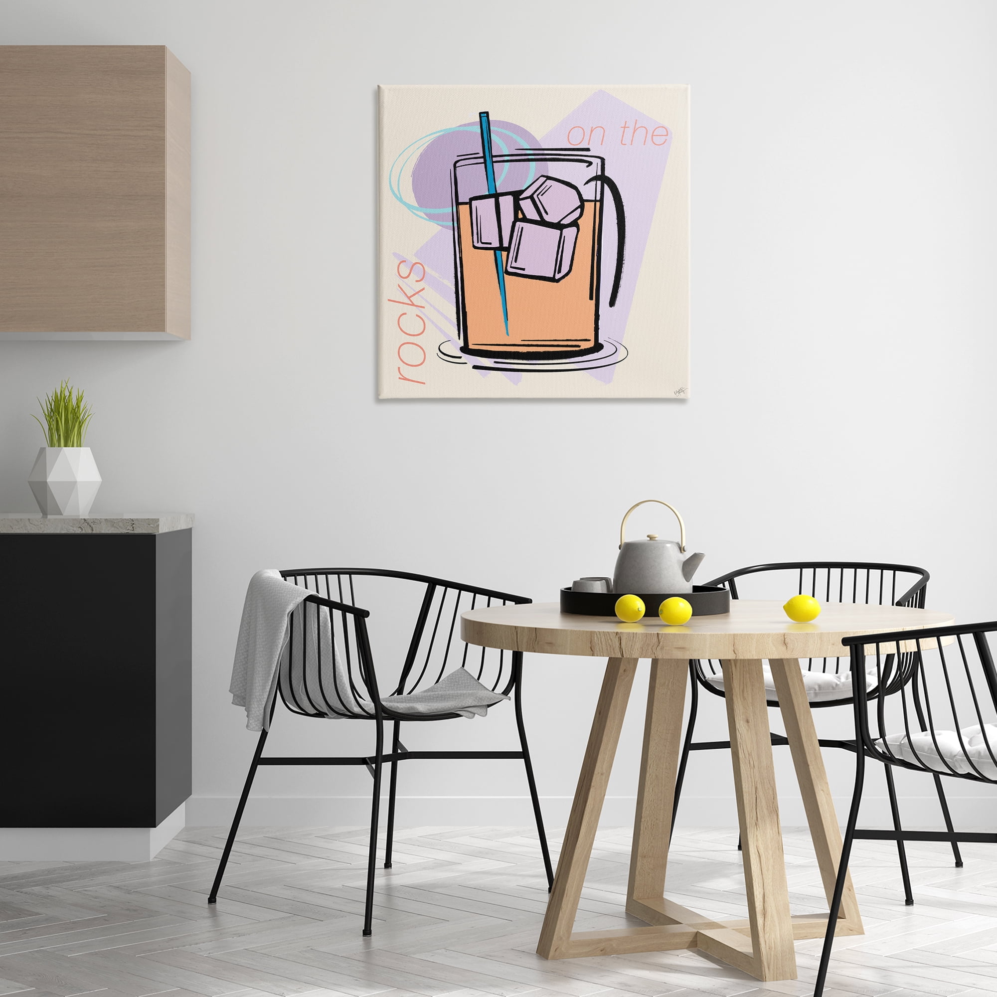 Stupell Industries On The Rocks Drink Food & Beverage Painting Wrapped Canvas Art Print Wall Art, 30 x 30