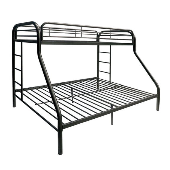 Home Roots Furniture 286573 60 x 78 x 54 in. Metal Tube Twin Full Bunk Bed - Black