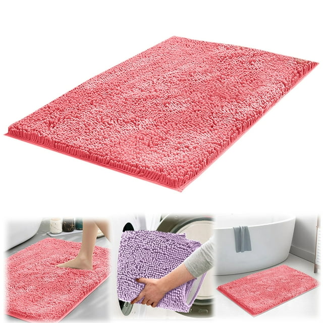 HANDIED Polyester carpet 24x16in Silky Soft Bathroom Rugs Non Absorbent Cotton Mats Thick Toilet Area Rugs For Bathroom Shower & Machine Washable Entrance Mats