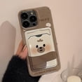 thumbnail image 4 of Cute Cartoon Bear Duck Couples Wallet Card Slot Soft Phone Case Compatible with iPhone Case (Bear,iPhone 12 Pro), 4 of 6