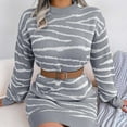thumbnail image 5 of LYXSSBYX Fall Sweaters for Women Women's Fashion Solid Stripe Sleeve Long Sleeve Lapel Dress, 5 of 6