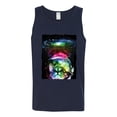 thumbnail image 2 of Trippy Neon Space Astronaut Lunar Cat | Mens Cat Lover Graphic Tank Top, Navy, 3XL, 2 of 4